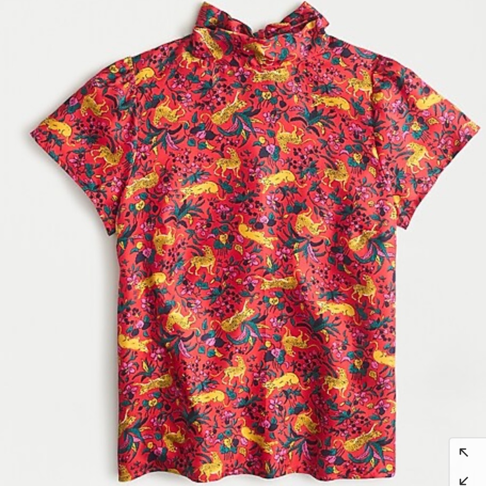 J CREW COLLECTION Silk Jungle Cat Top 6 $138 - Picture 5 of 5